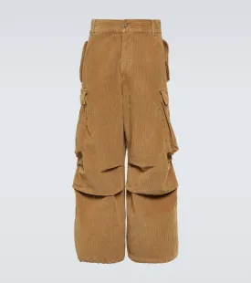 Alanui Velvet Corduroy Cargo Pants, Brown