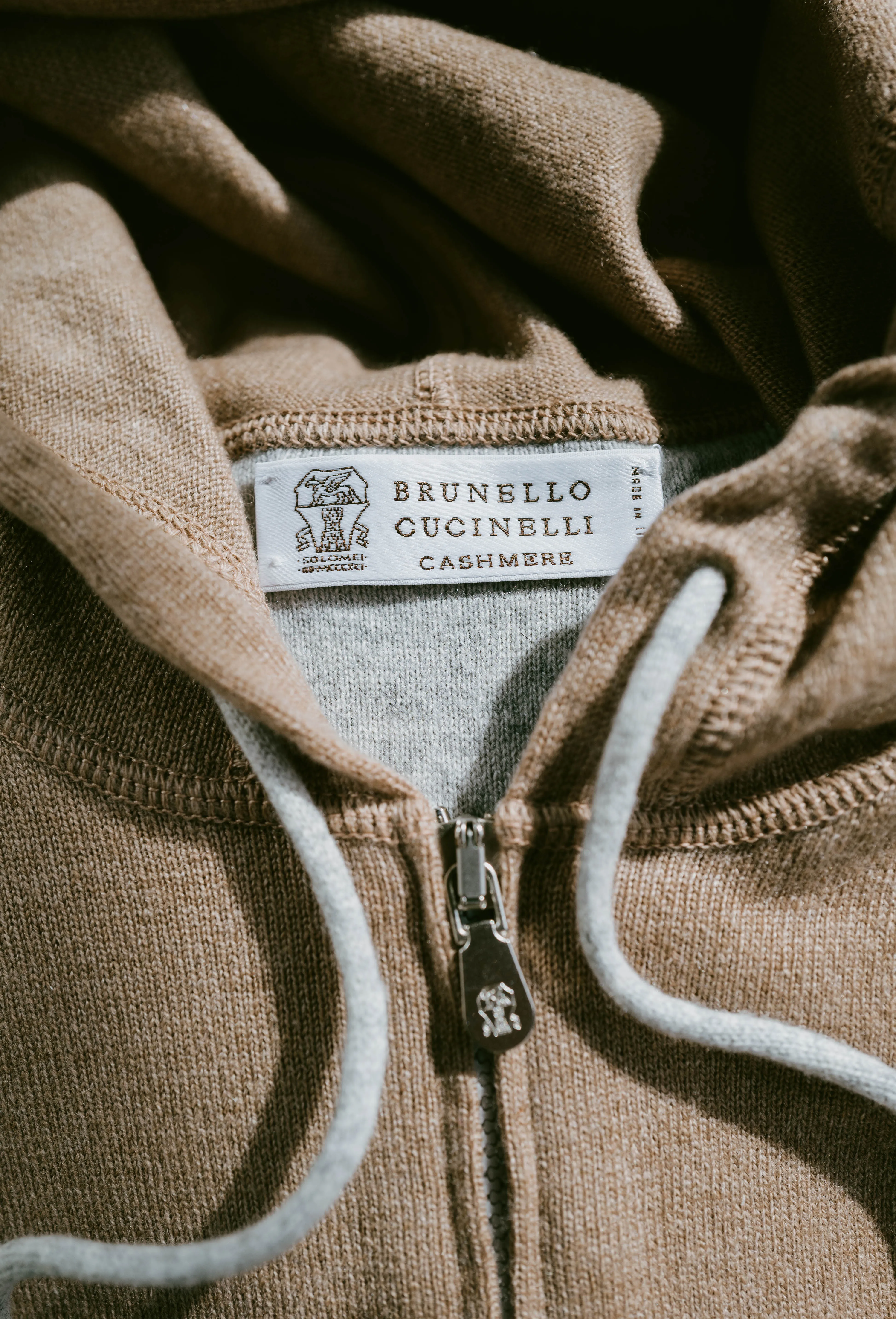 Cashmere Zip-Up Hoodie - Biscuit