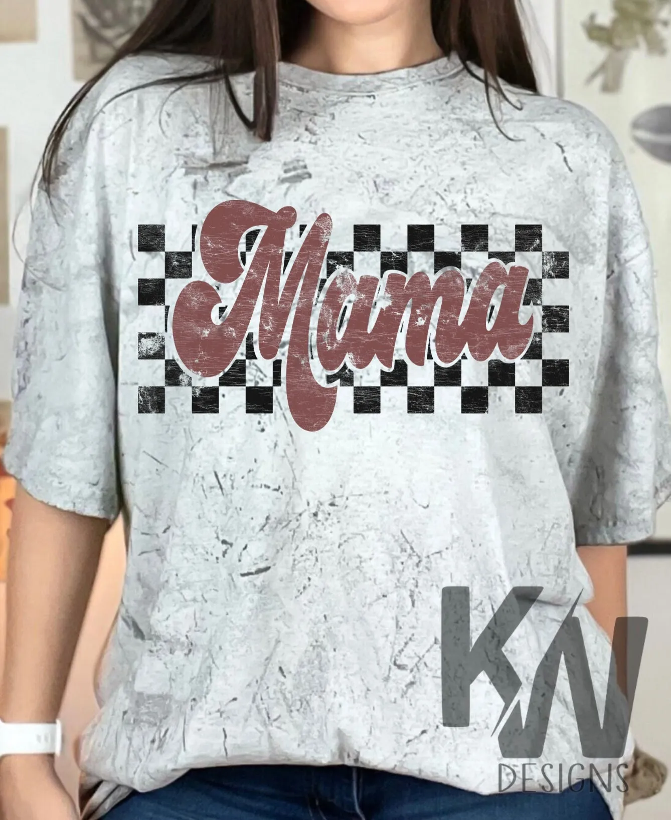 Distressed Checkered Mama
