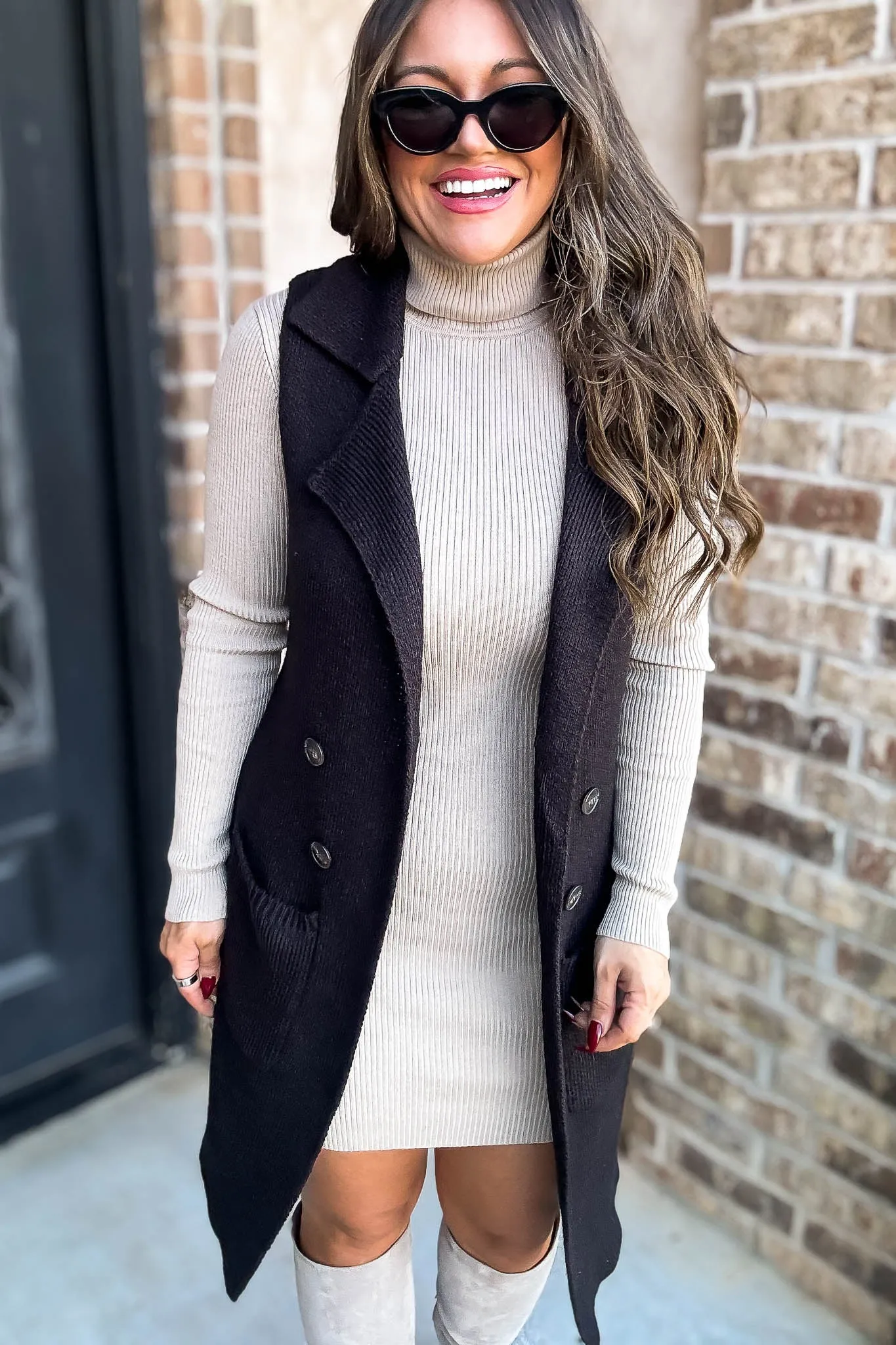 Dreams And Aspirations Black Long Sweater Vest