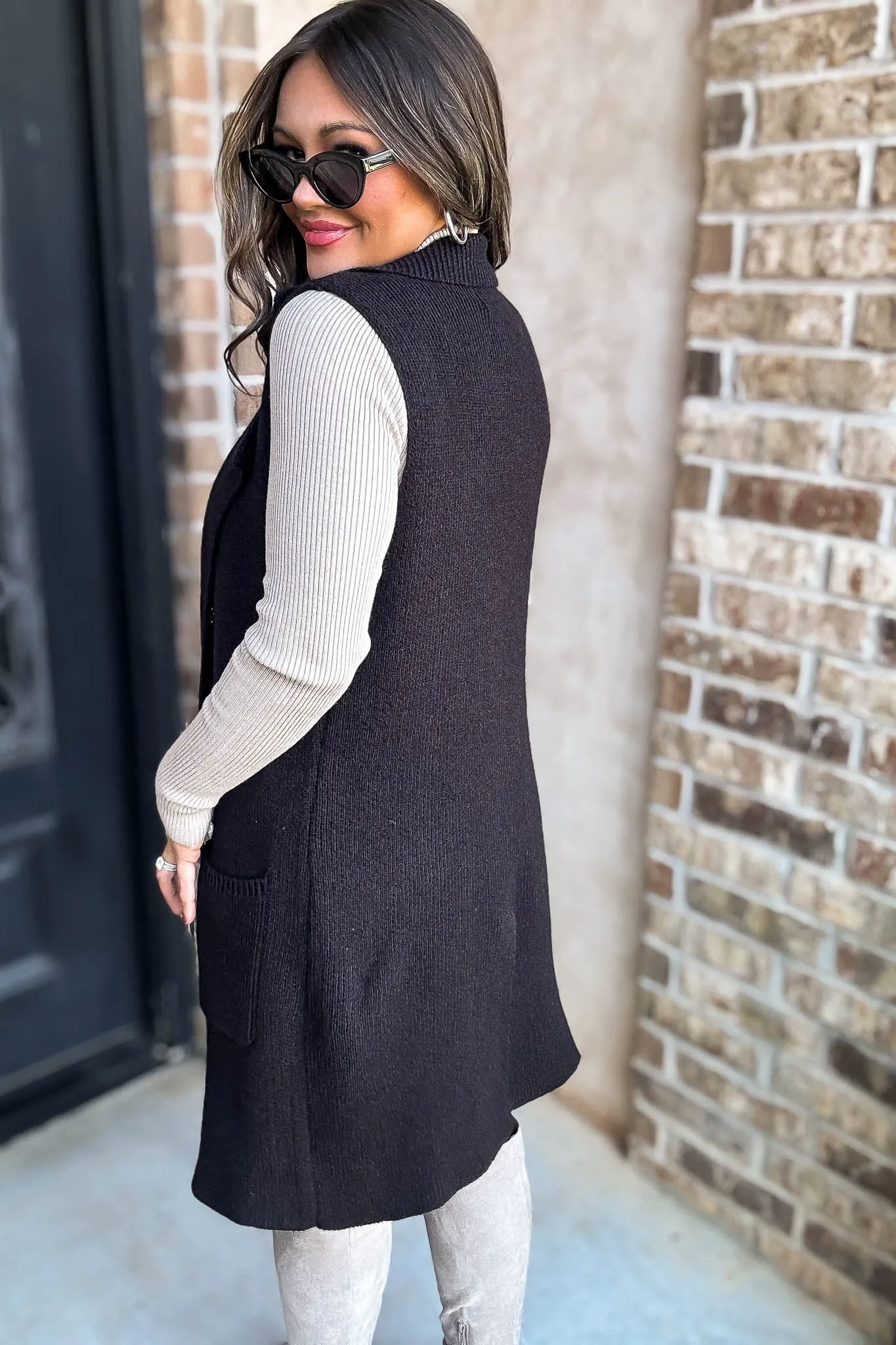 Dreams And Aspirations Black Long Sweater Vest