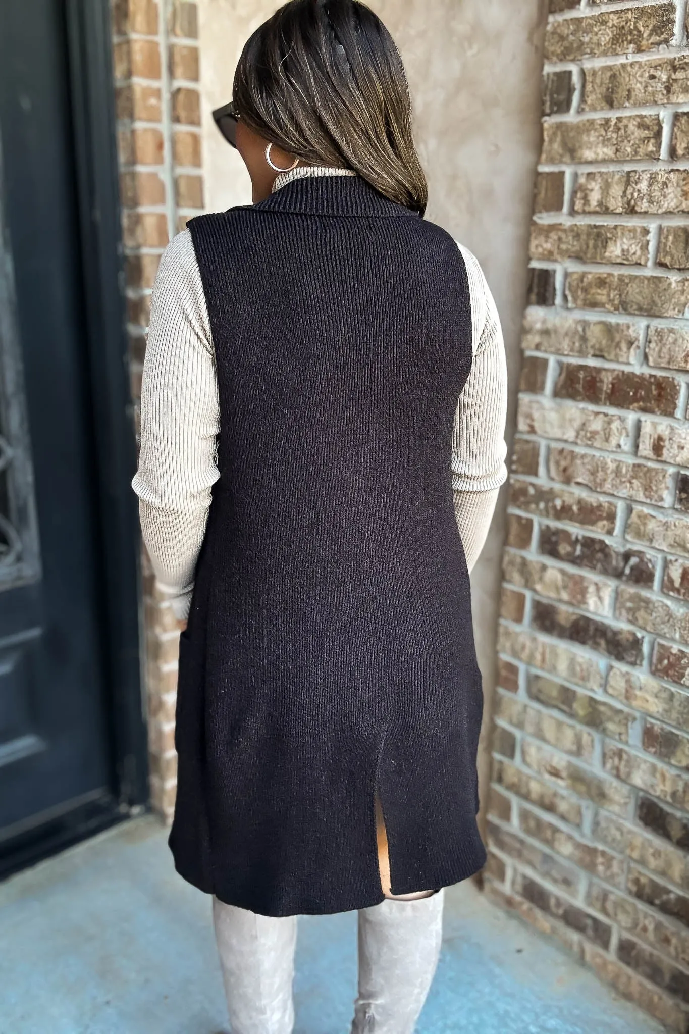 Dreams And Aspirations Black Long Sweater Vest
