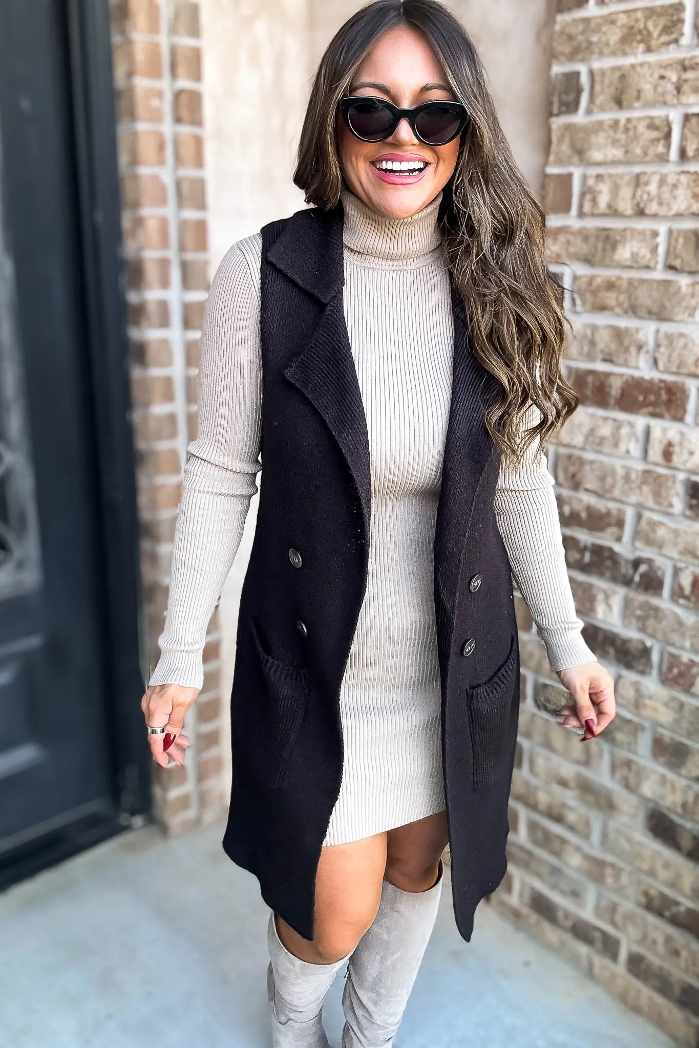 Dreams And Aspirations Black Long Sweater Vest