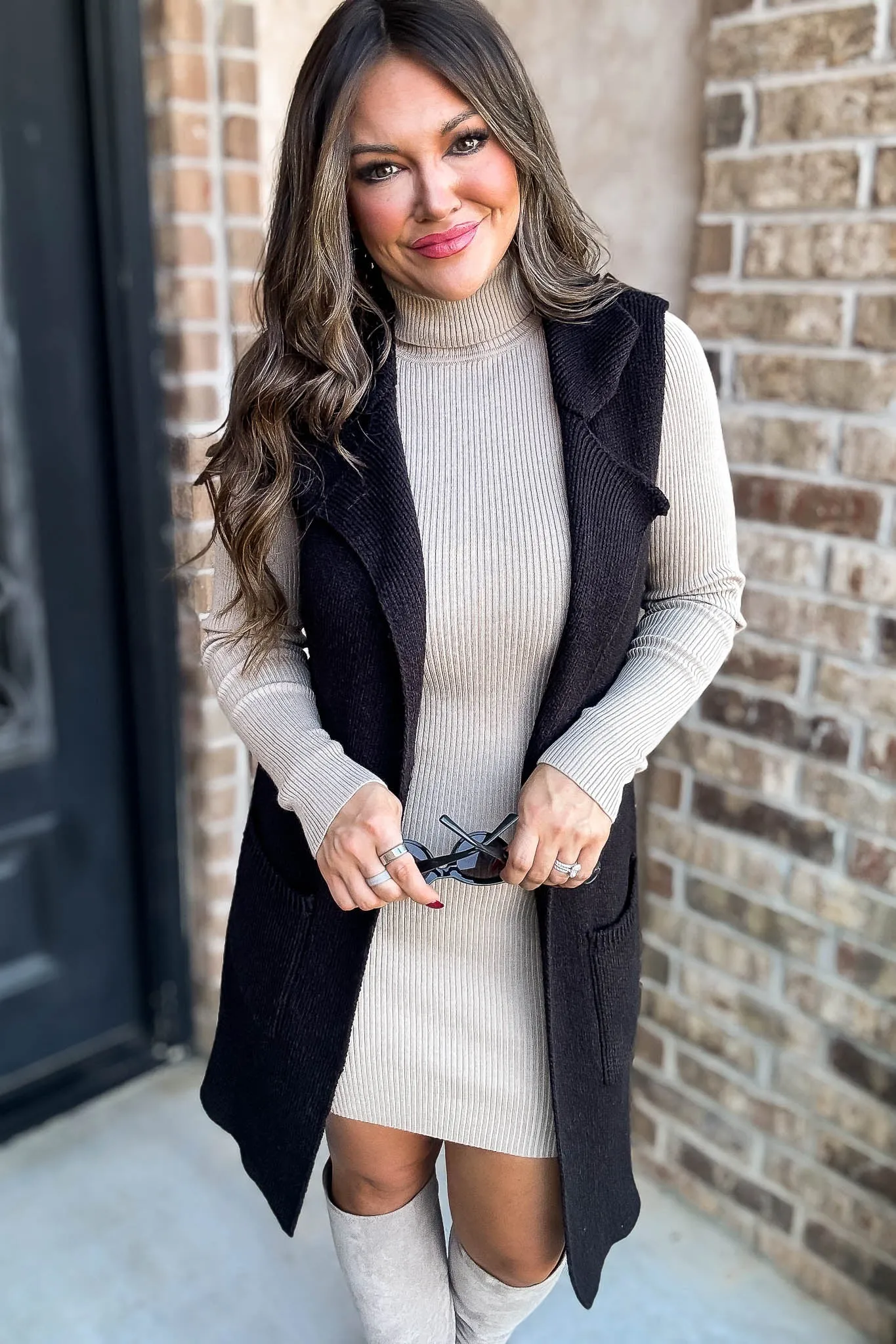Dreams And Aspirations Black Long Sweater Vest