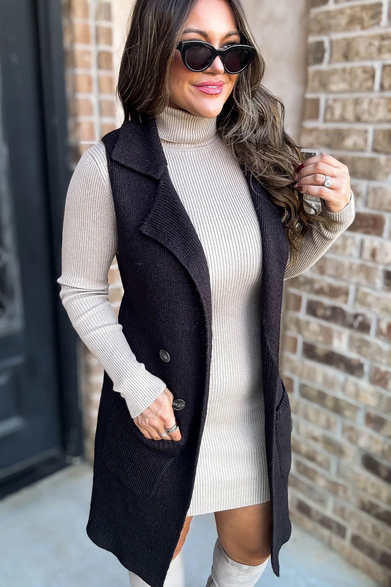 Dreams And Aspirations Black Long Sweater Vest