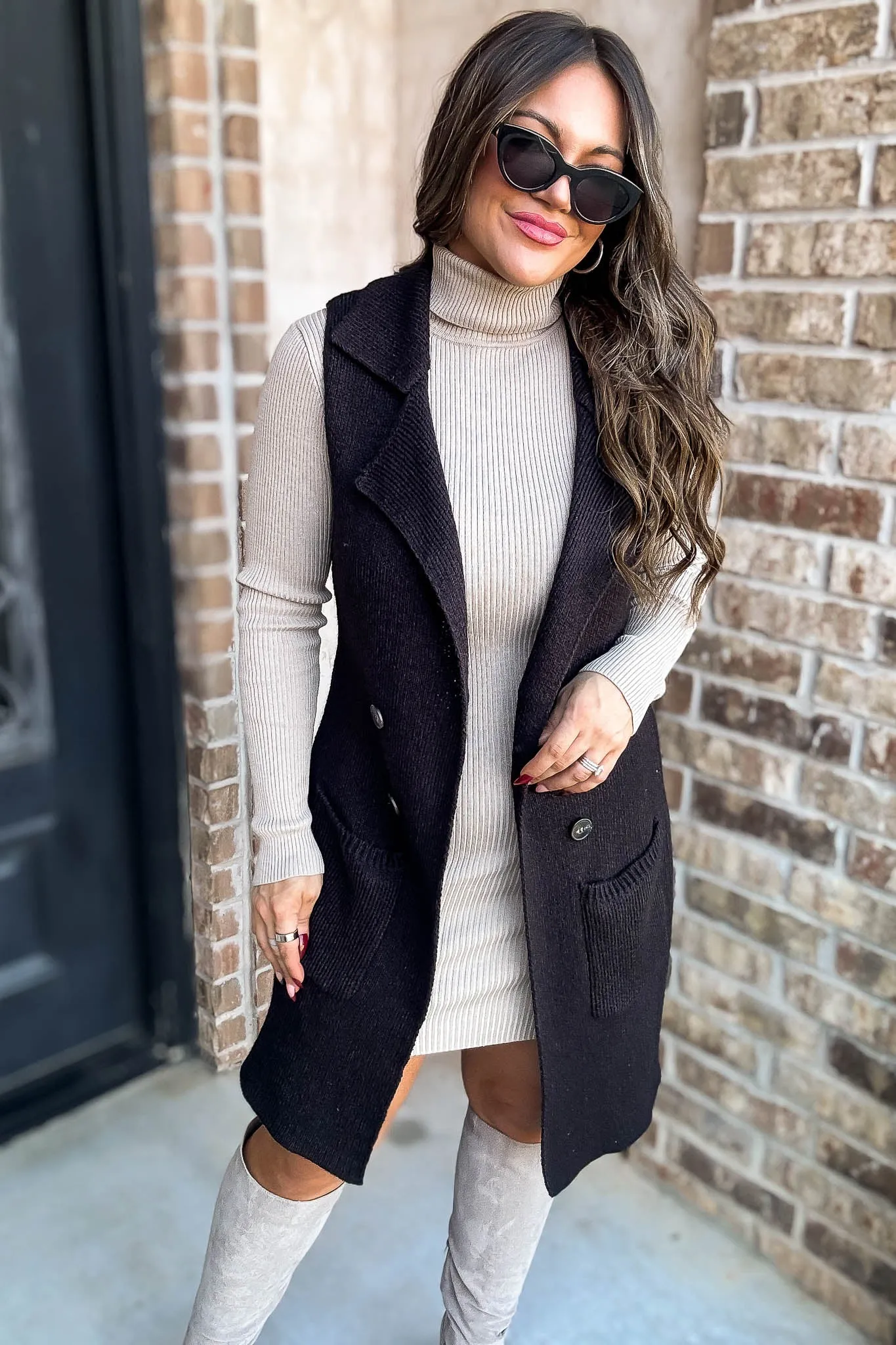 Dreams And Aspirations Black Long Sweater Vest