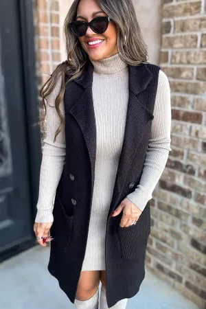 Dreams And Aspirations Black Long Sweater Vest