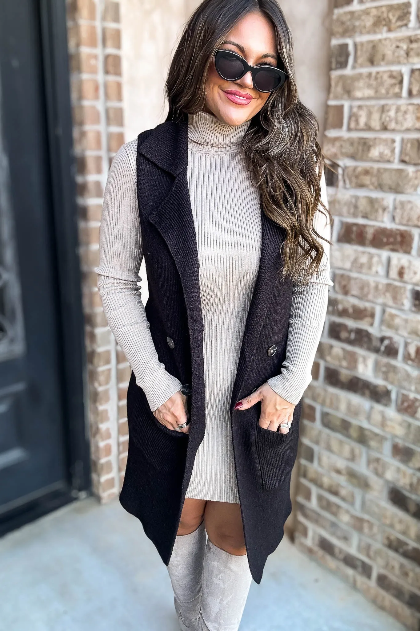 Dreams And Aspirations Black Long Sweater Vest