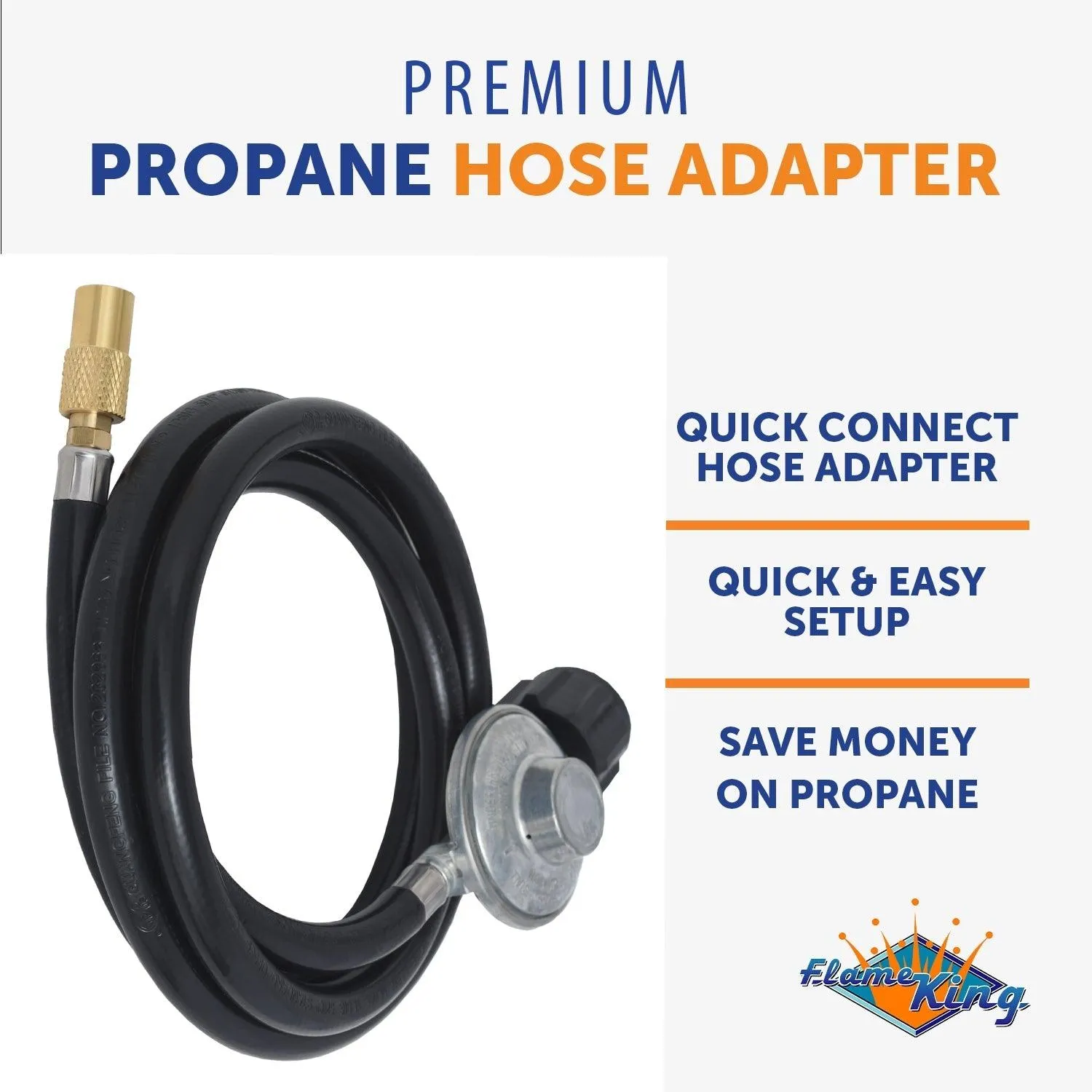 Flame King Regulator Hose Adapter Connect to 20Lb Tank for 17″/22″ Tabletop Grill Griddle, 6 Feet