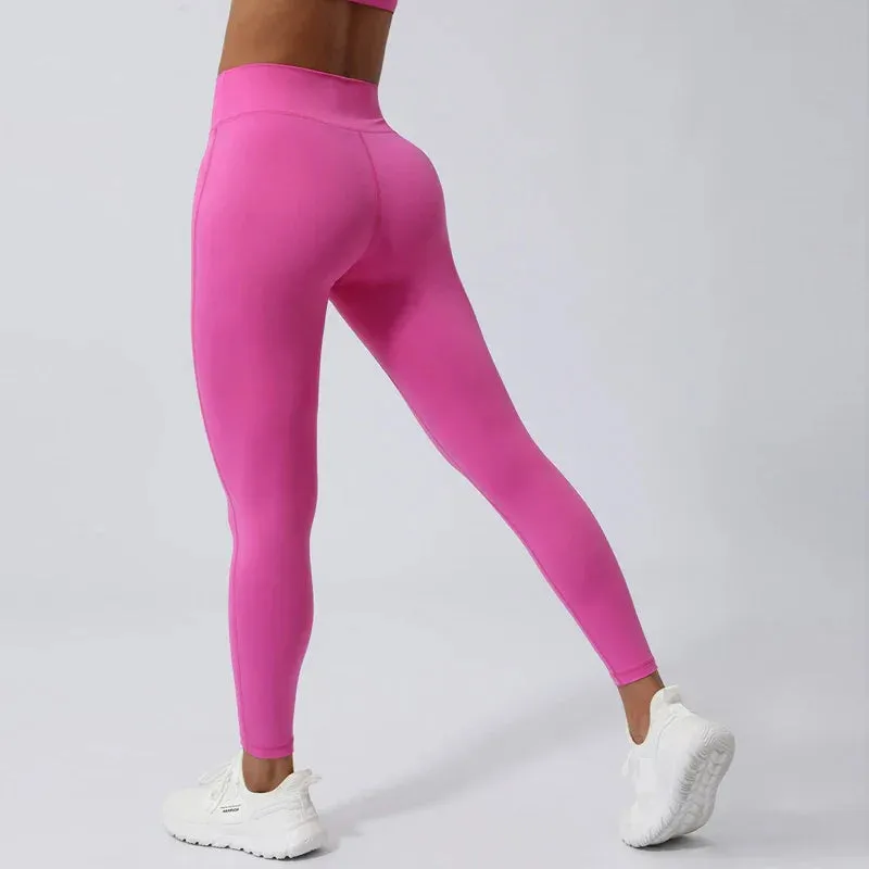 High Waist Cross Breathable Running Tights Yoga Clothes Sports Leggings