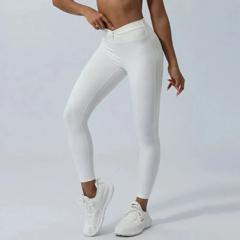 High Waist Cross Breathable Running Tights Yoga Clothes Sports Leggings