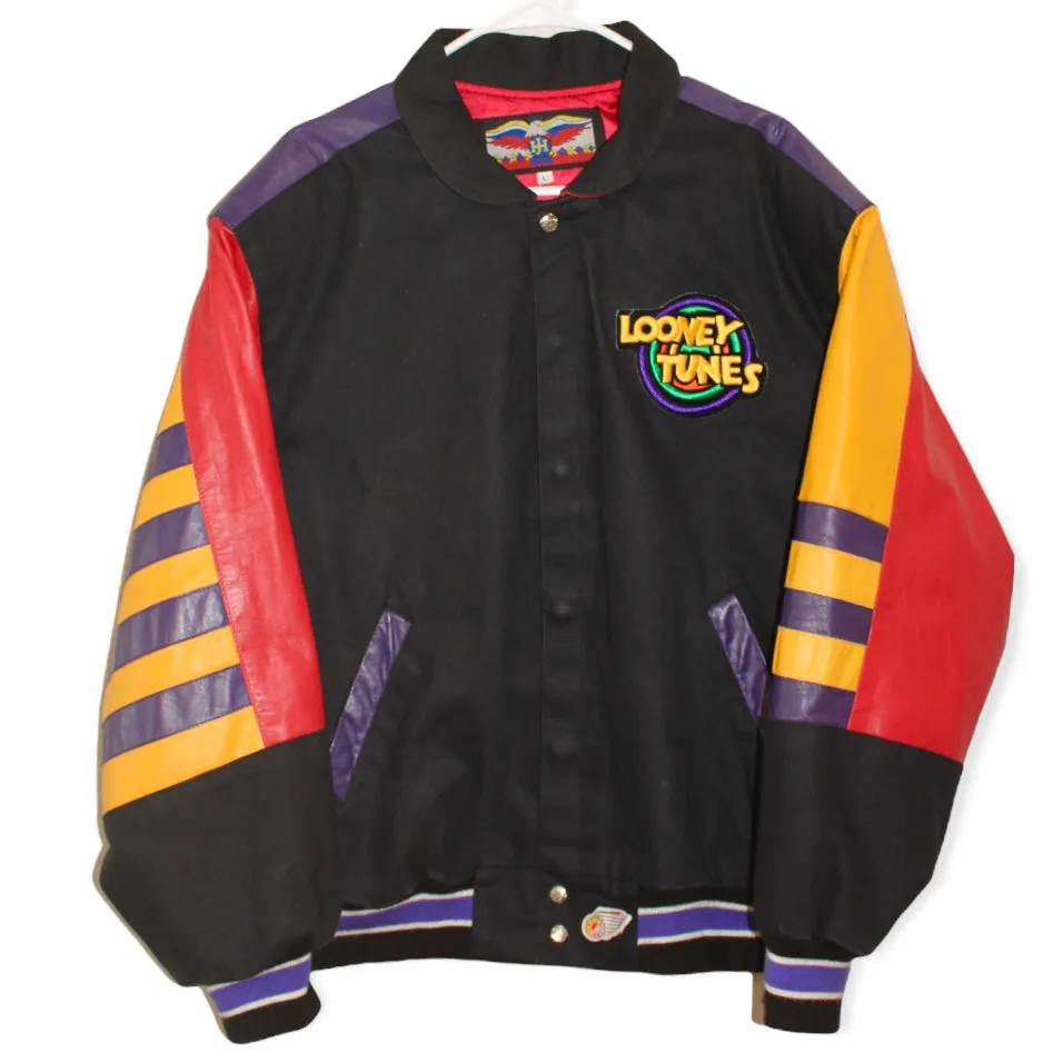 Here’s an optimized title for your e-commerce product:

Looney Tunes Vintage Leather Jacket by Jeff Hamilton - Size Large

This title includes key details that will attract potential buyers while being clear and descriptive.