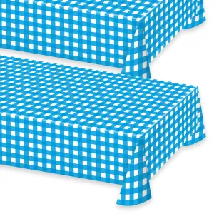 Oktoberfest Blue & White Checkered Plastic Table Cover, 54" x 108" (2 Pack)