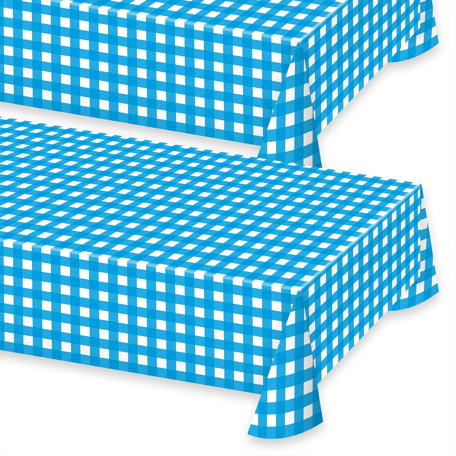 Oktoberfest Blue & White Checkered Plastic Table Cover, 54" x 108" (2 Pack)