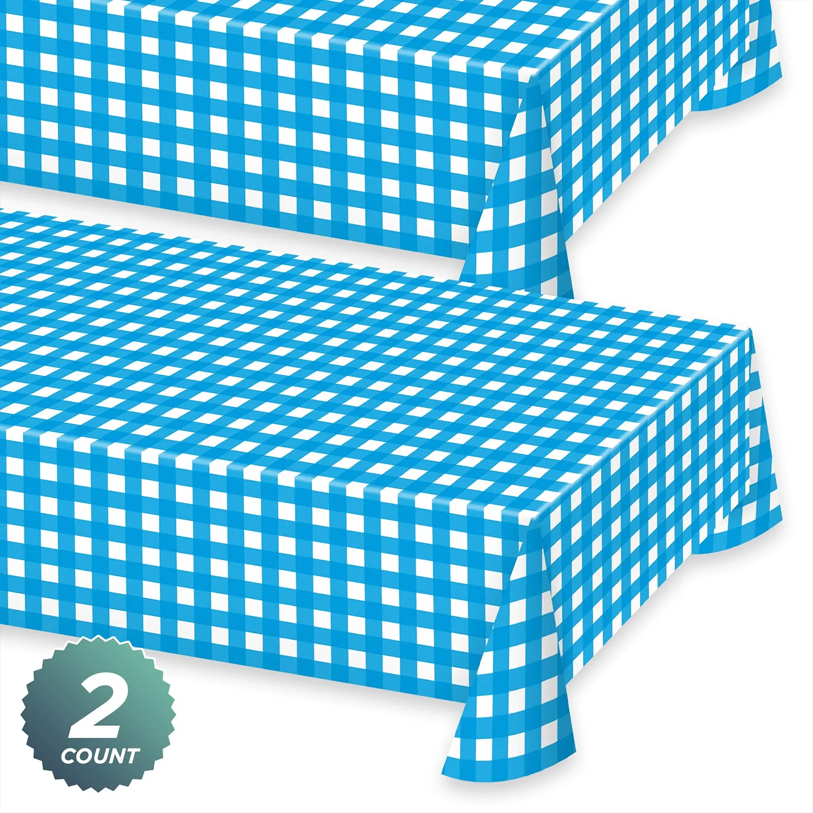 Oktoberfest Blue & White Checkered Plastic Table Cover, 54" x 108" (2 Pack)