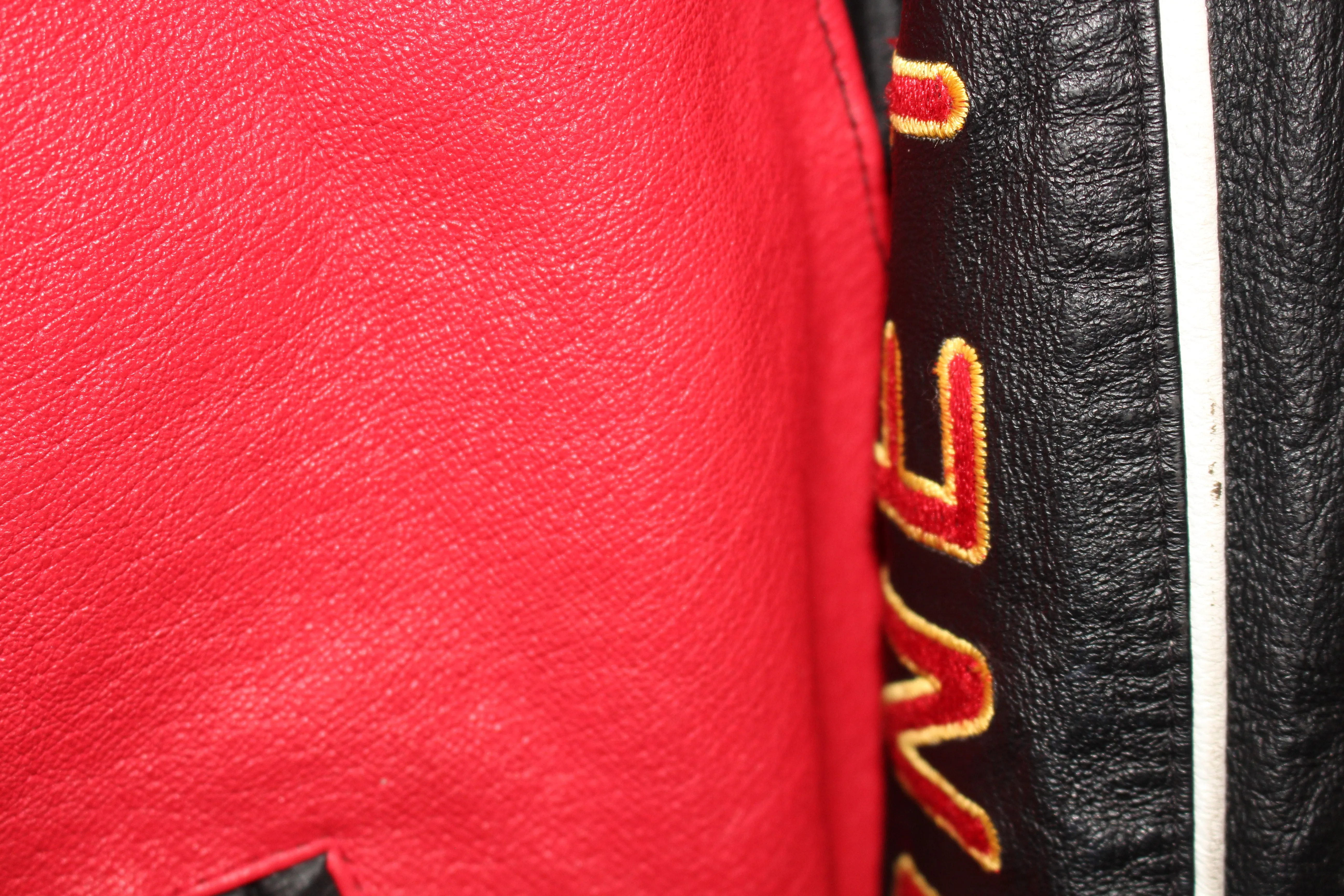 Rare Taz Man Looney Tunes Warner Brother Leather Bomber Jacket (L)