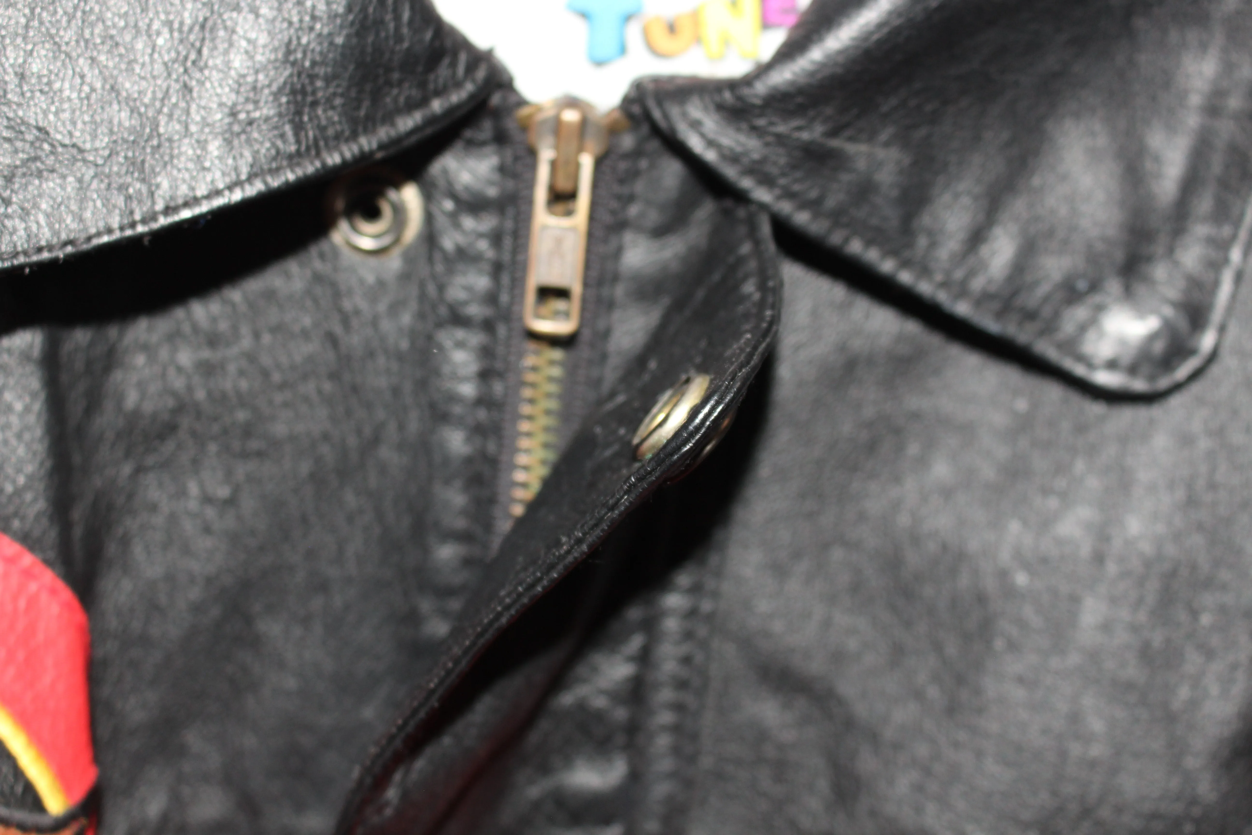 Rare Taz Man Looney Tunes Warner Brother Leather Bomber Jacket (L)