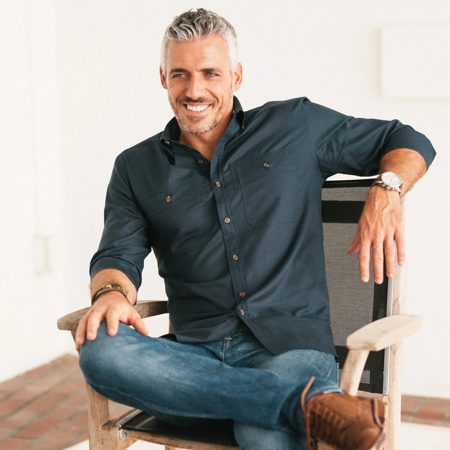 Rogue Utility Shirt – Dark Navy Mercerized Cotton