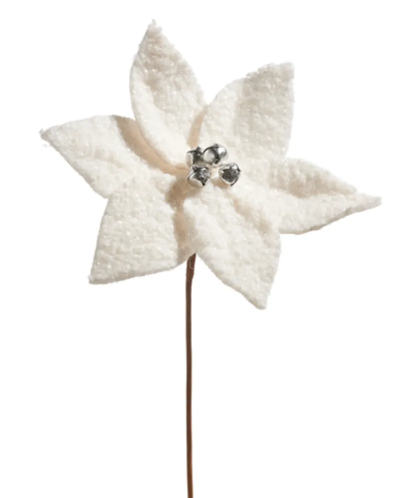 Silver Bell Sherpa Poinsettia Stem