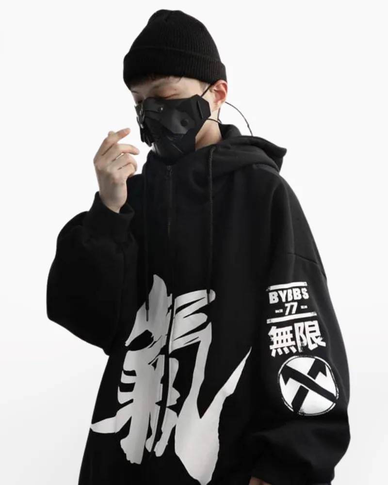 Japanese-Inspired High-Tech Zip-Up Hoodie with Advanced Features
