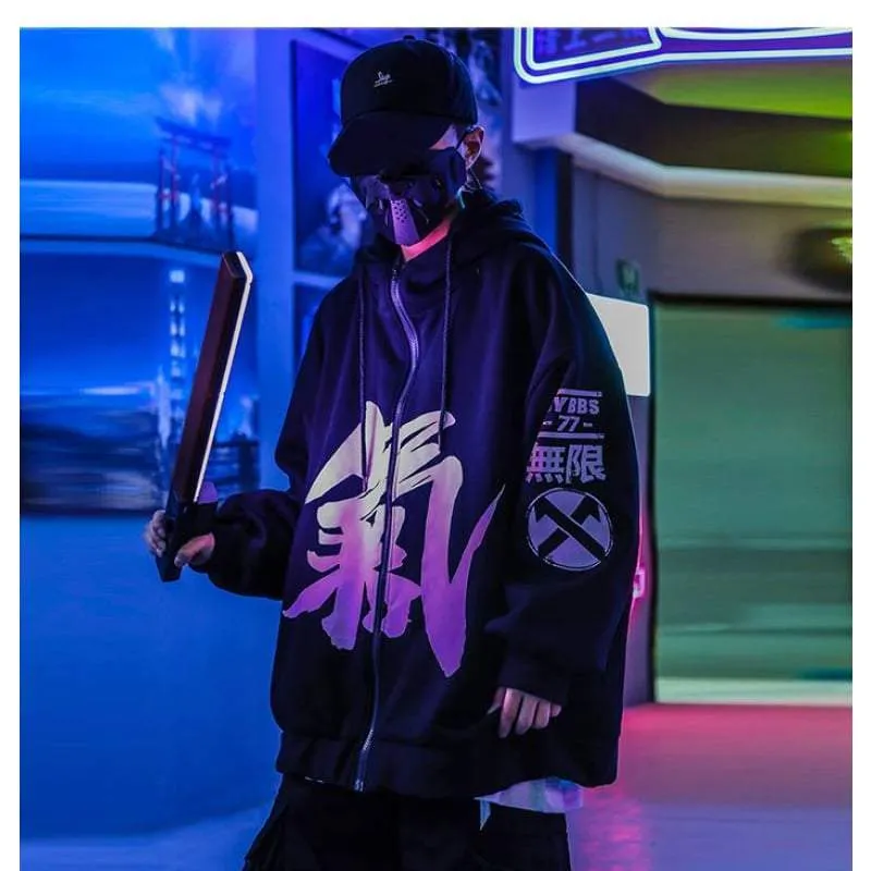 Japanese-Inspired High-Tech Zip-Up Hoodie with Advanced Features